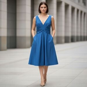 J. Mendel A-Line Cocktail Dress - Pleated Elegant Luxury Wedding Guest - Size 6